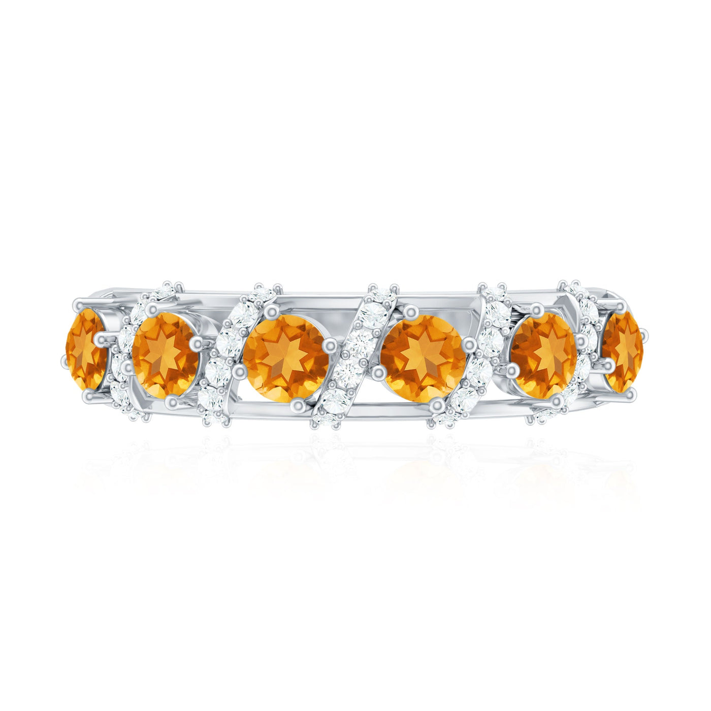 Natural Citrine Diamond Half Eternity Wedding Anniversary Ring Rosec Jewels