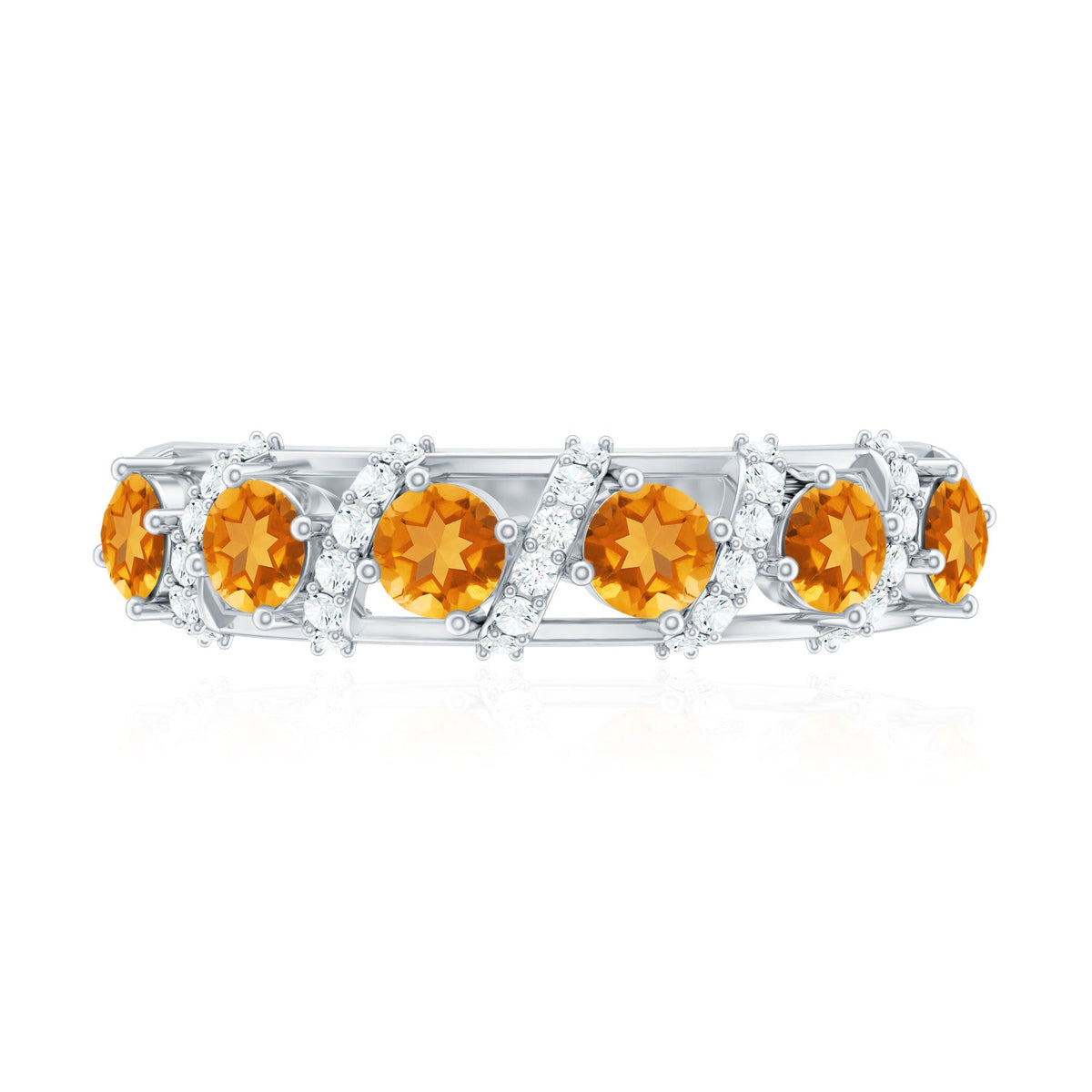 Natural Citrine Diamond Half Eternity Wedding Anniversary Ring Rosec Jewels