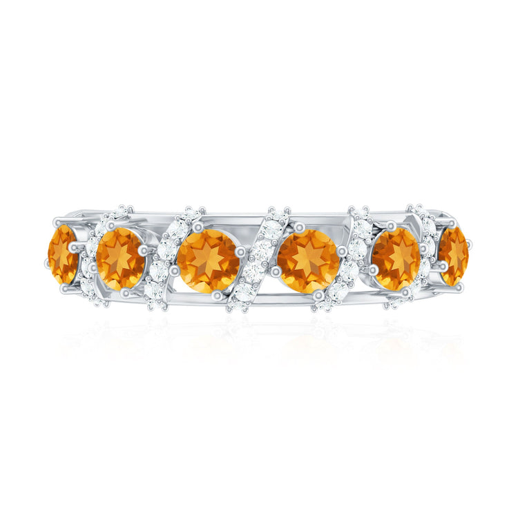 Natural Citrine Diamond Half Eternity Wedding Anniversary Ring Rosec Jewels