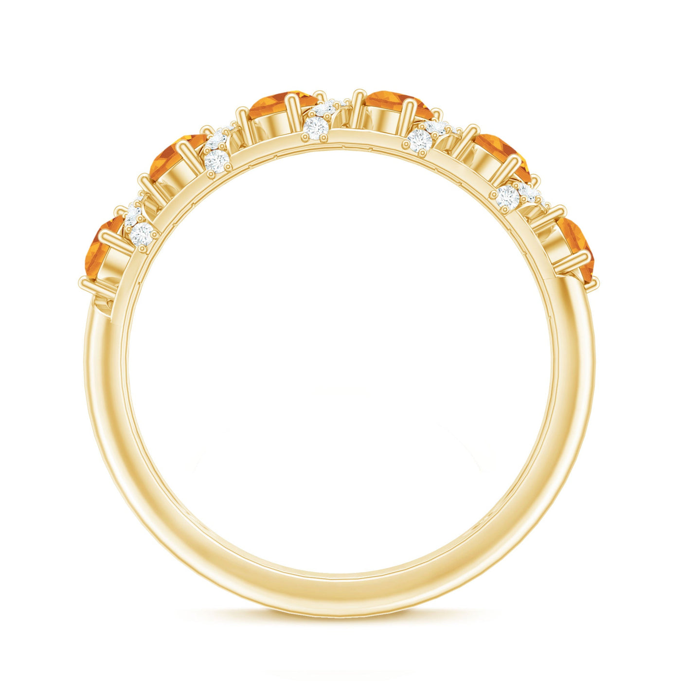 Natural Citrine Diamond Half Eternity Wedding Anniversary Ring Rosec Jewels