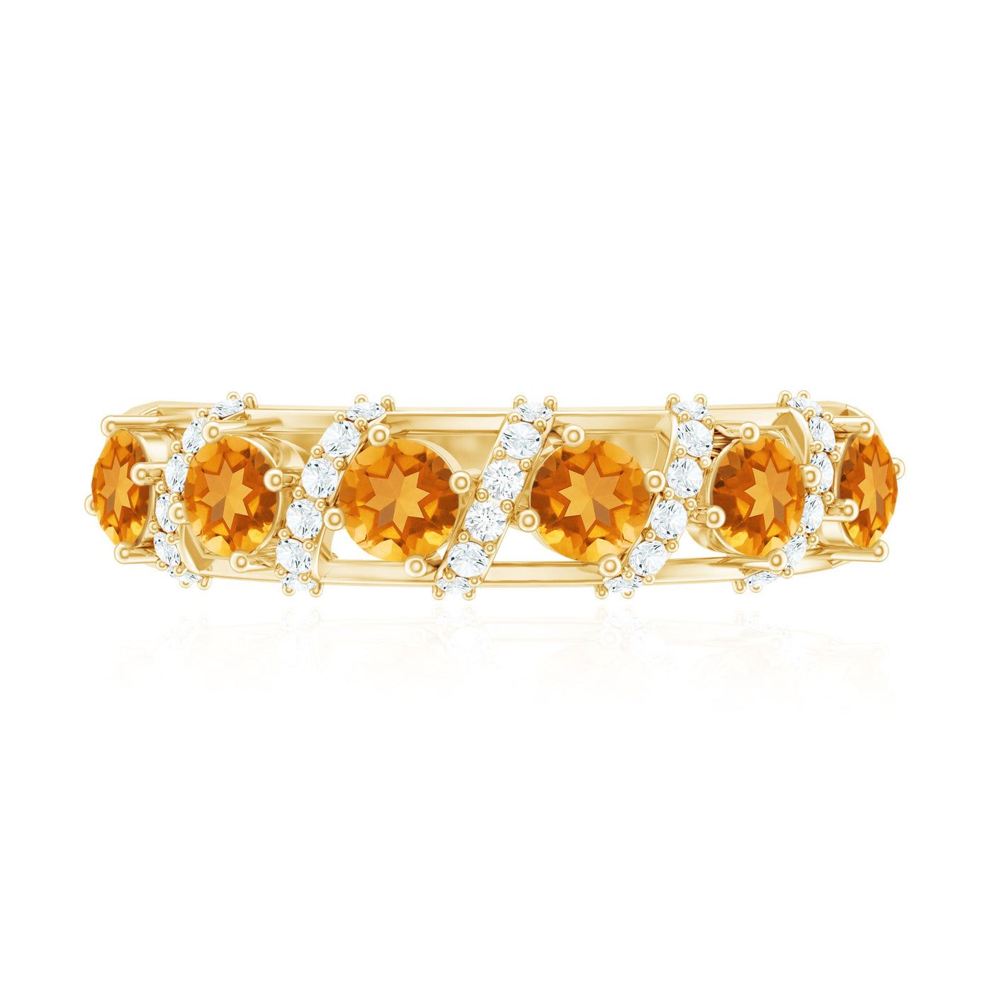 Natural Citrine Diamond Half Eternity Wedding Anniversary Ring Rosec Jewels