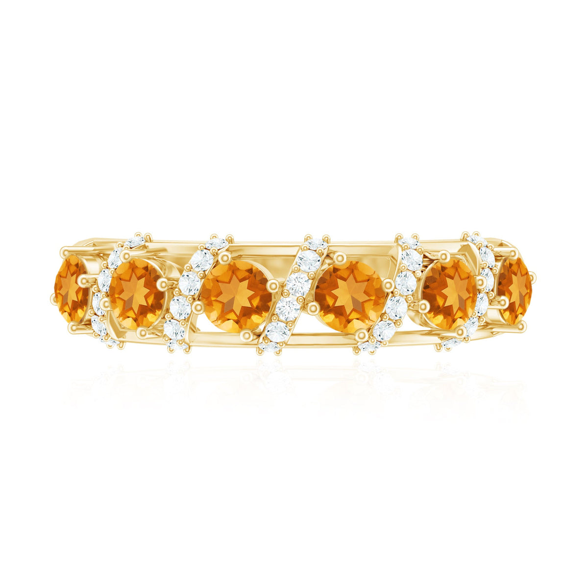 Natural Citrine Diamond Half Eternity Wedding Anniversary Ring Rosec Jewels