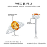 Natural Yellow Citrine Oval Engagement Ring with Diamond Side Stones Rosec Jewels