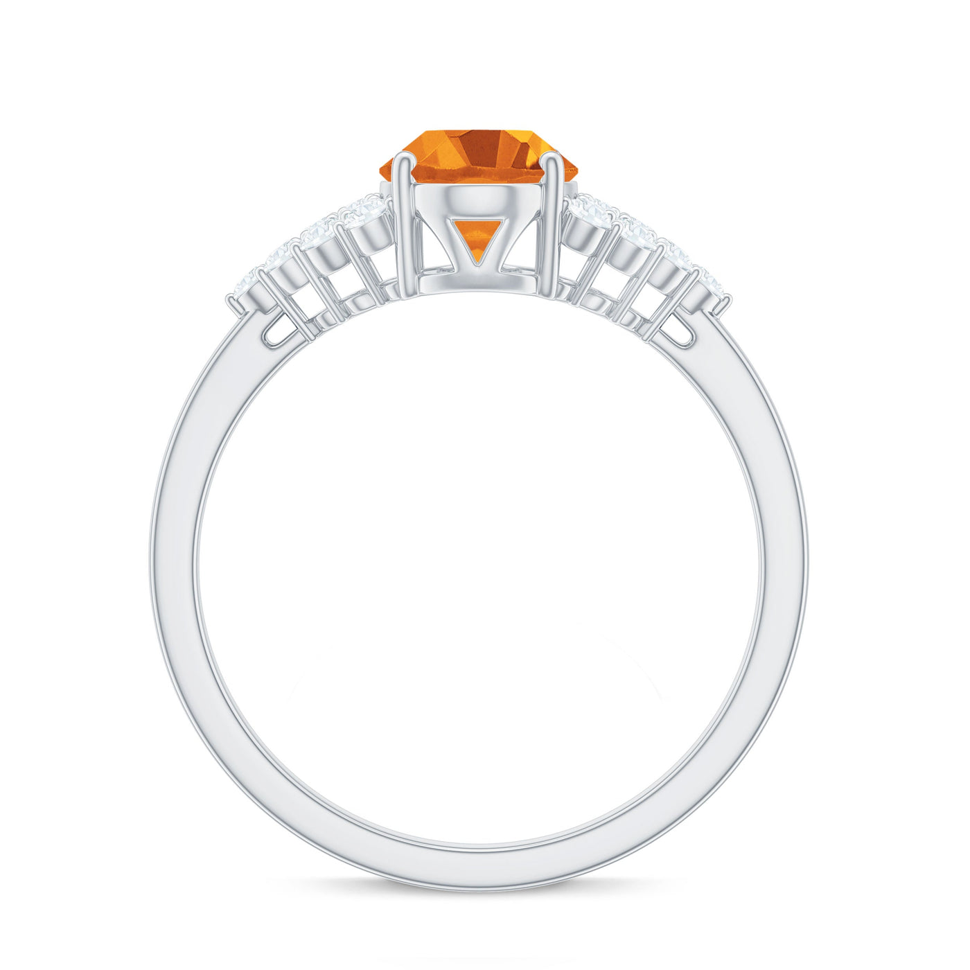 Natural Yellow Citrine Oval Engagement Ring with Diamond Side Stones Rosec Jewels