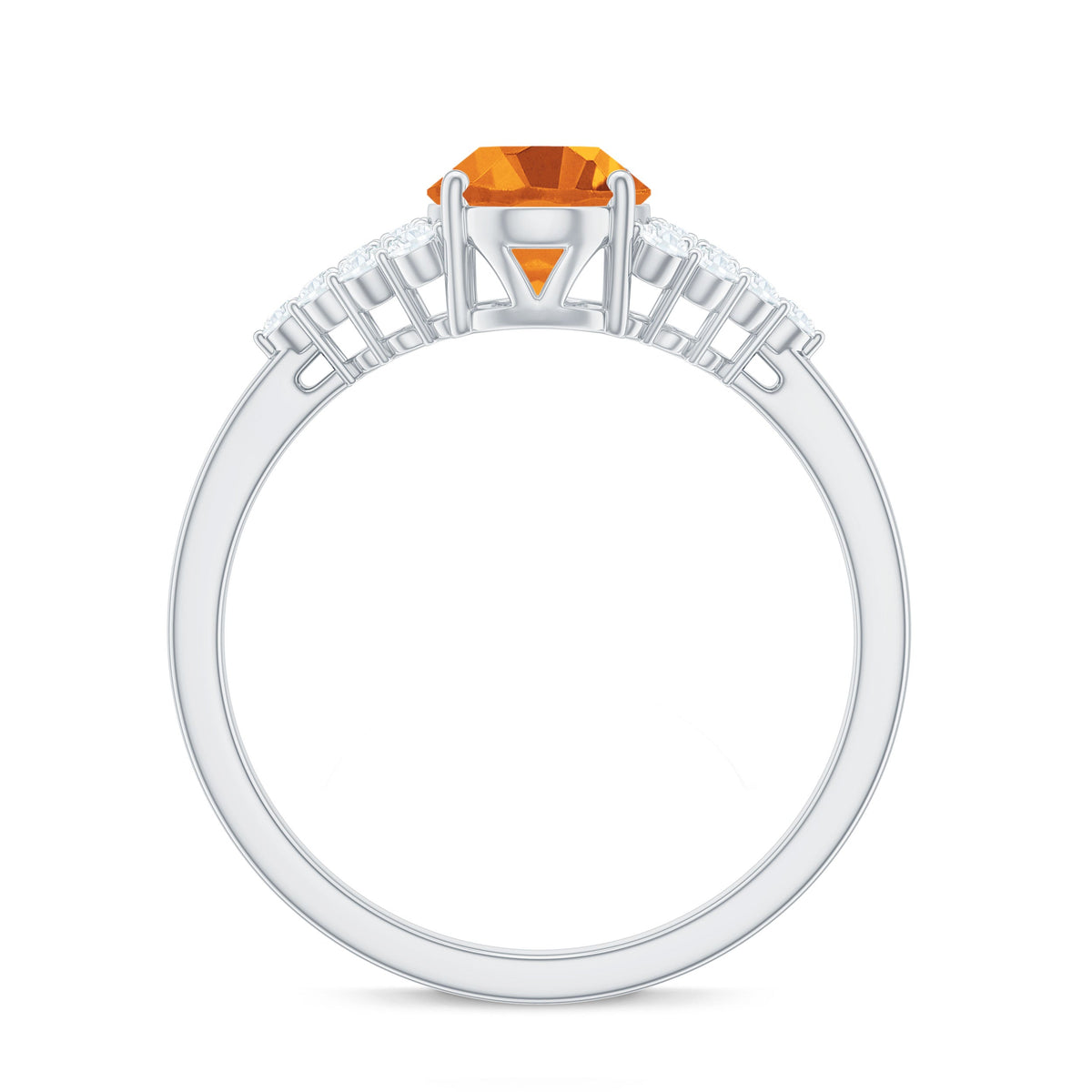 Natural Yellow Citrine Oval Engagement Ring with Diamond Side Stones Rosec Jewels
