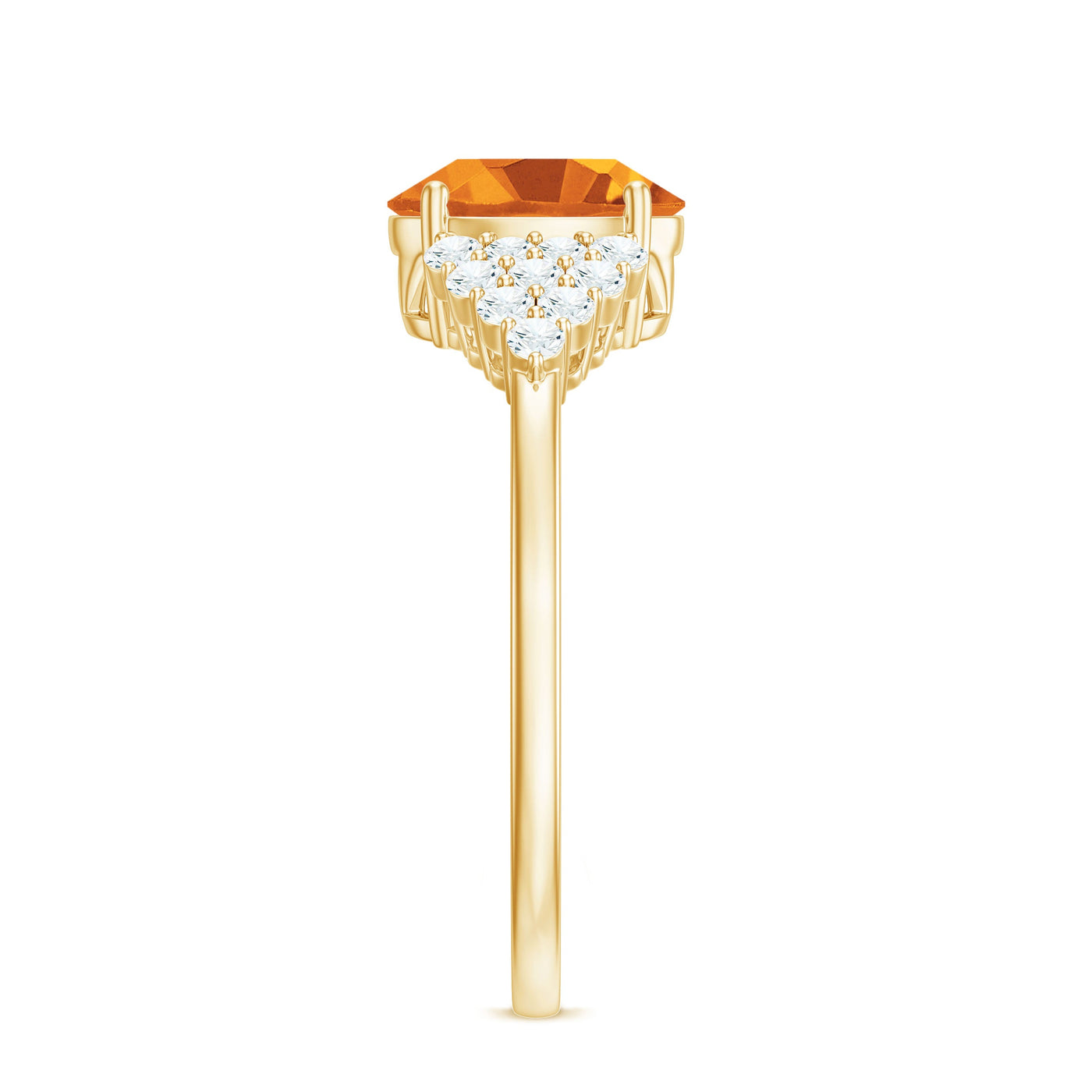 Natural Yellow Citrine Oval Engagement Ring with Diamond Side Stones Rosec Jewels