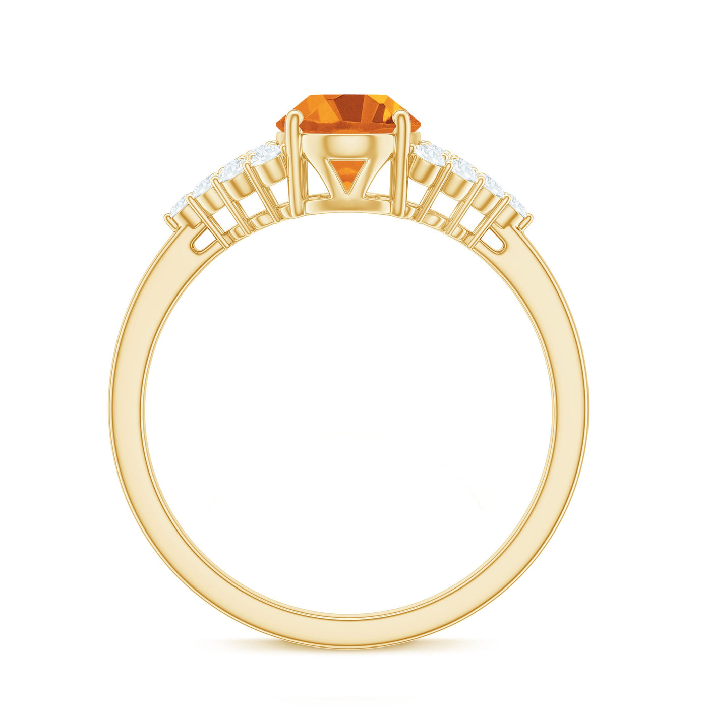 Natural Yellow Citrine Oval Engagement Ring with Diamond Side Stones Rosec Jewels