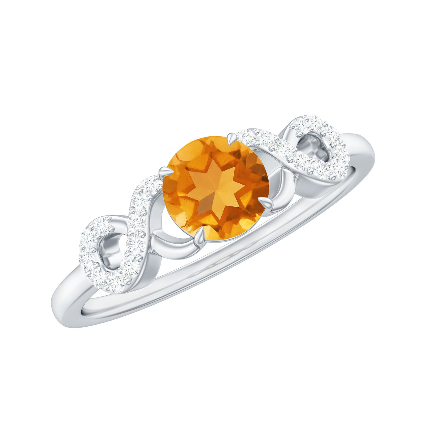 Certified Natural Citrine Infinity Promise Ring with Diamonds Rosec Jewels