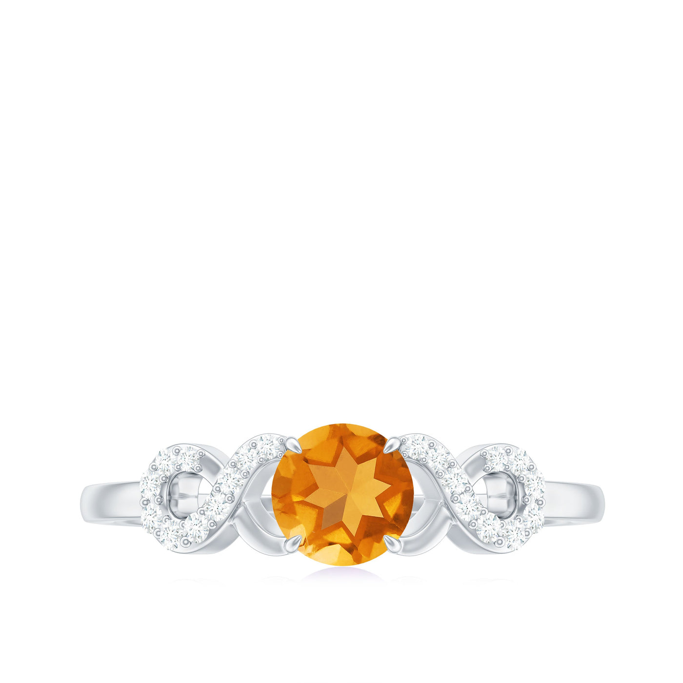Certified Natural Citrine Infinity Promise Ring with Diamonds Rosec Jewels