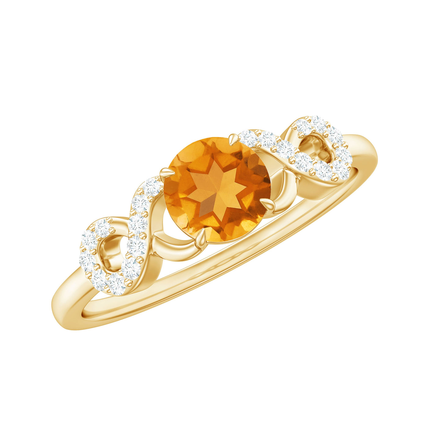 Certified Natural Citrine Infinity Promise Ring with Diamonds Rosec Jewels