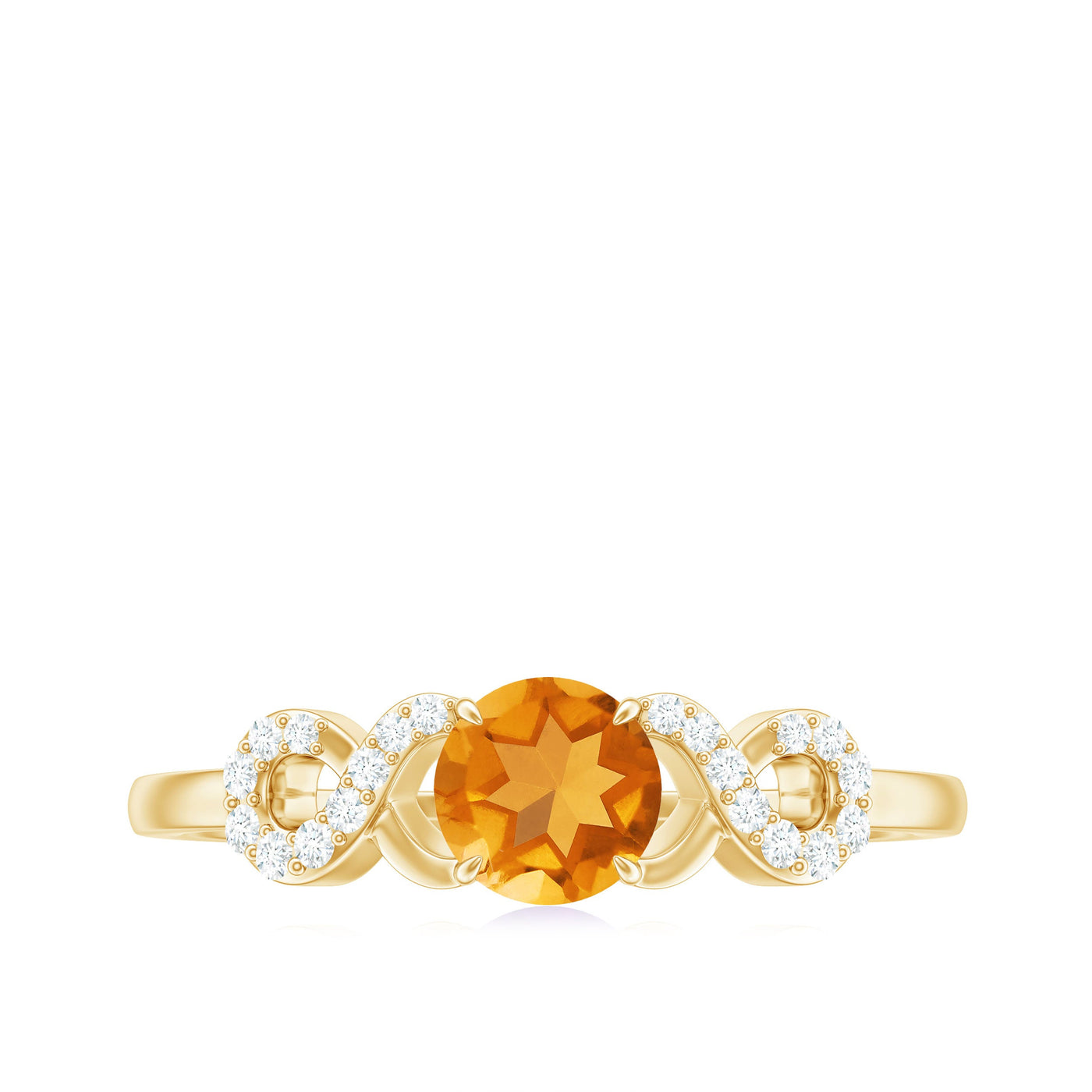 Certified Natural Citrine Infinity Promise Ring with Diamonds Rosec Jewels