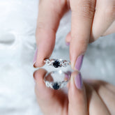 Natural Black Spinel Promise Ring with Diamond Infinity Knot Rosec Jewels
