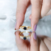 Natural Black Spinel Promise Ring with Diamond Infinity Knot Rosec Jewels