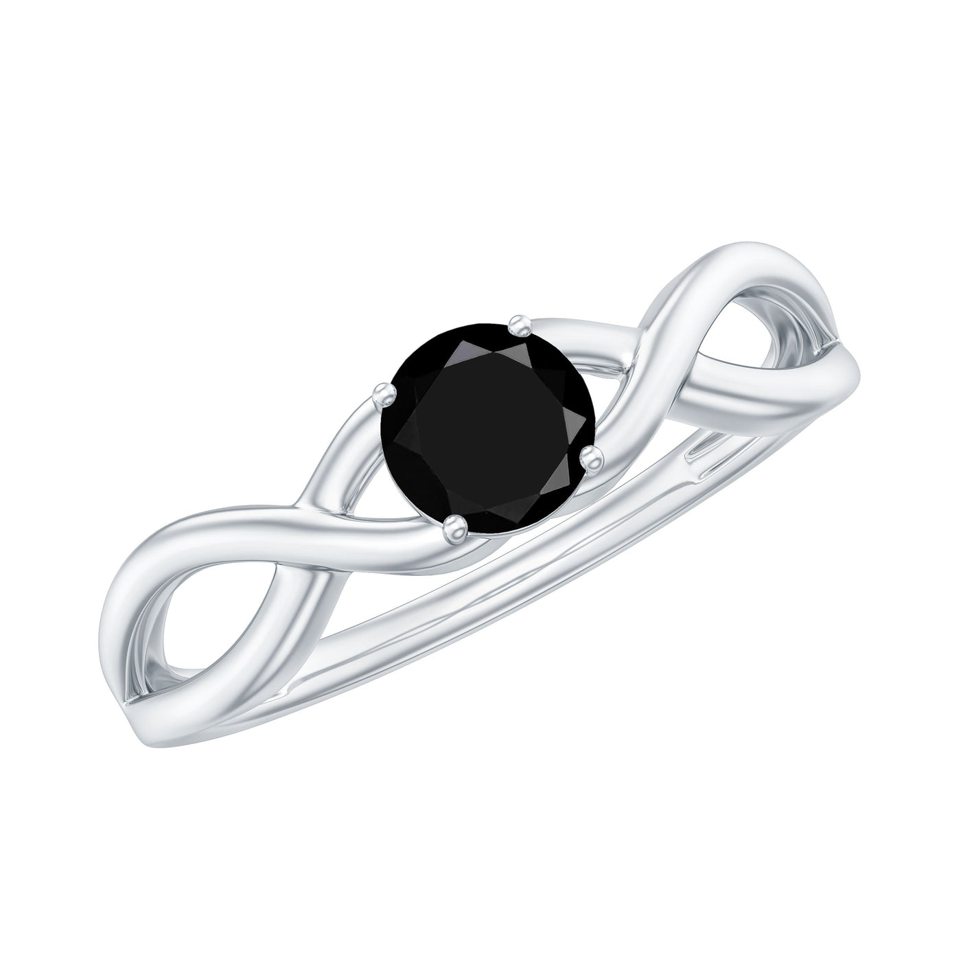 Natural Black Spinel Proposal Ring with Crossover Shank Rosec Jewels