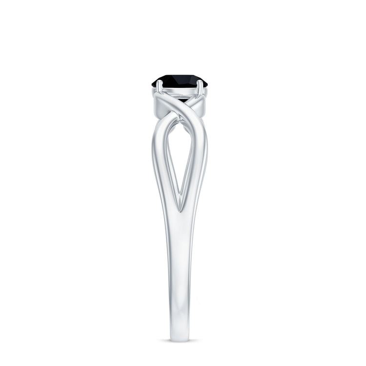 Natural Black Spinel Proposal Ring with Crossover Shank Rosec Jewels