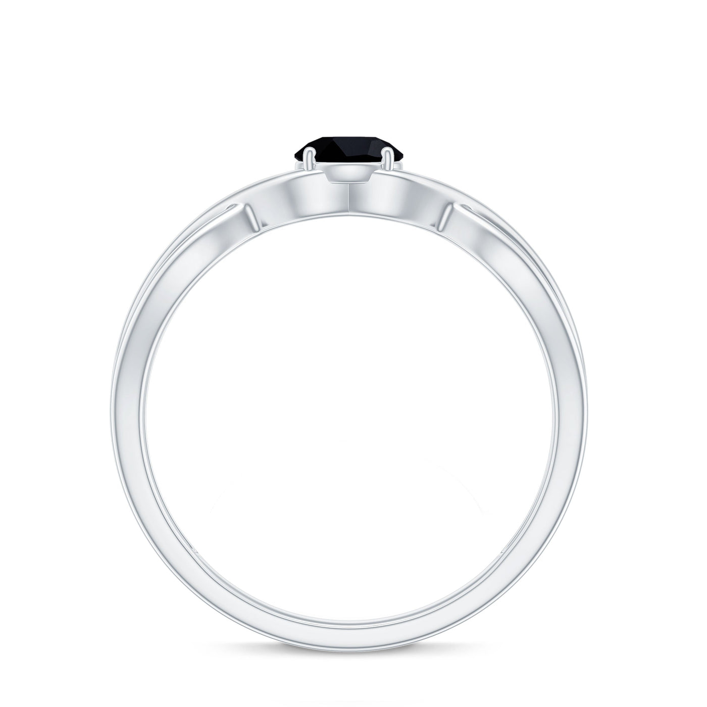 Natural Black Spinel Proposal Ring with Crossover Shank Rosec Jewels