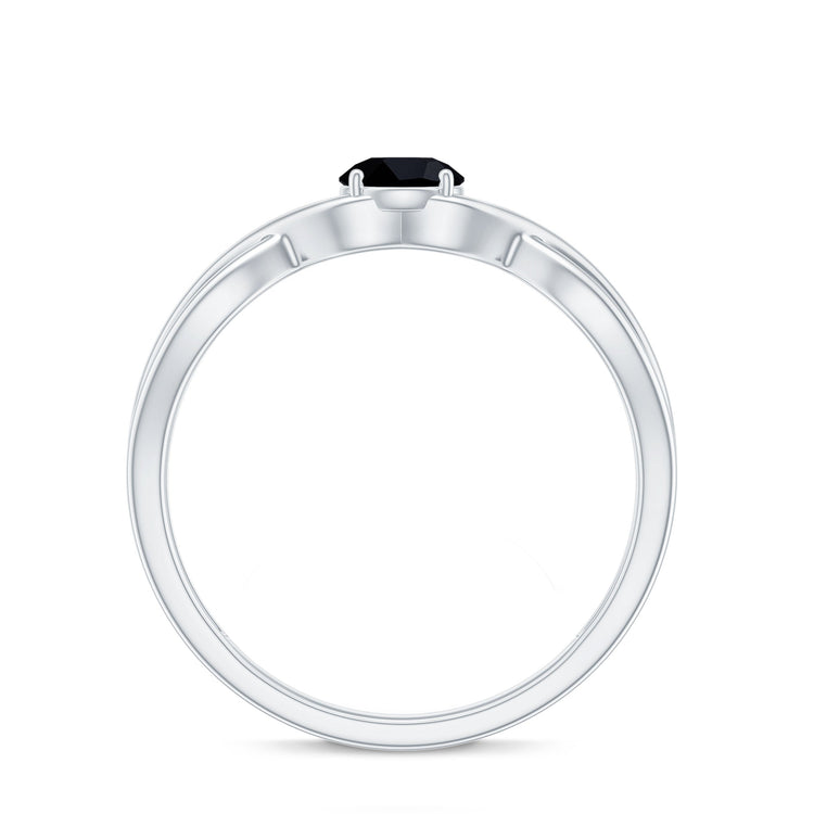 Natural Black Spinel Proposal Ring with Crossover Shank Rosec Jewels