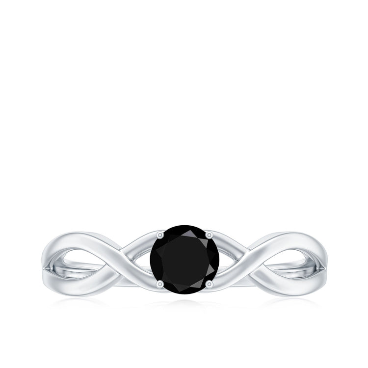 Natural Black Spinel Proposal Ring with Crossover Shank Rosec Jewels