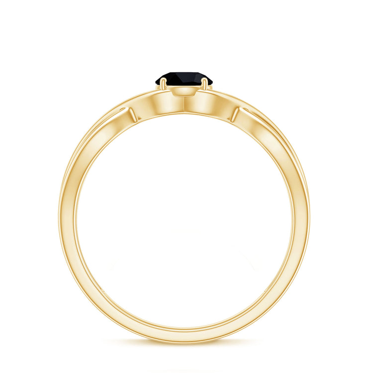 Natural Black Spinel Proposal Ring with Crossover Shank Rosec Jewels