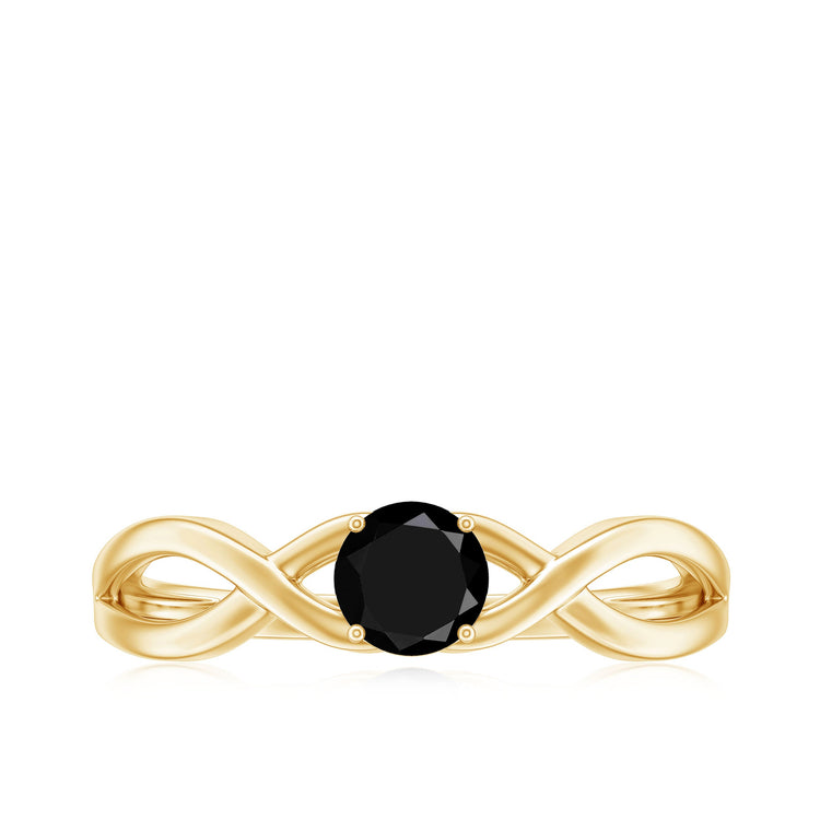 Natural Black Spinel Proposal Ring with Crossover Shank Rosec Jewels