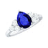 Certified 1.6 Carat Lab Grown Blue Sapphire Pear Engagement Ring with Diamond Trio Rosec Jewels