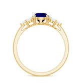 Certified 1.6 Carat Lab Grown Blue Sapphire Pear Engagement Ring with Diamond Trio Rosec Jewels