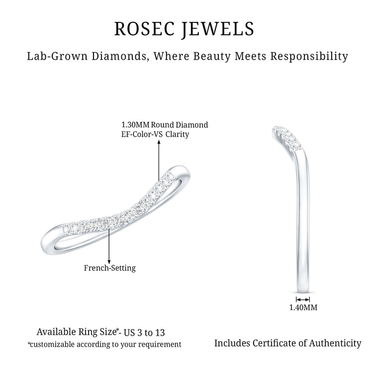 Certified Lab Grown Diamond Curved Stackable Ring Rosec Jewels
