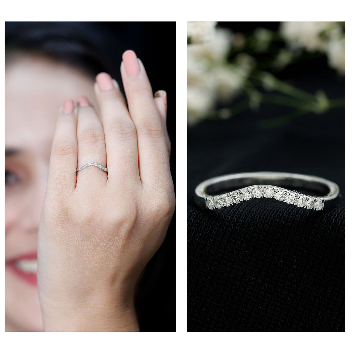 Certified Lab Grown Diamond Curved Stackable Ring Rosec Jewels