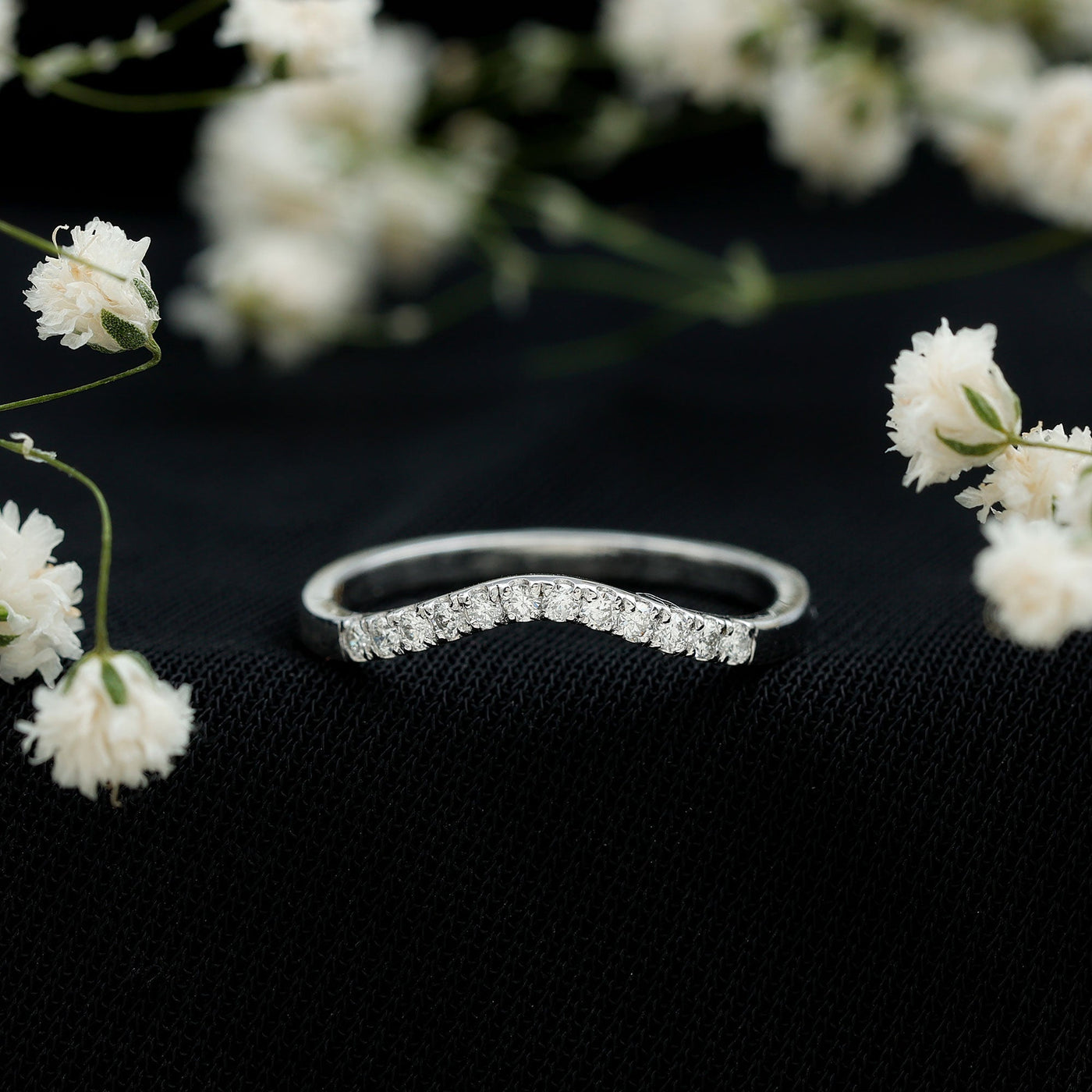 Certified Lab Grown Diamond Curved Stackable Ring Rosec Jewels