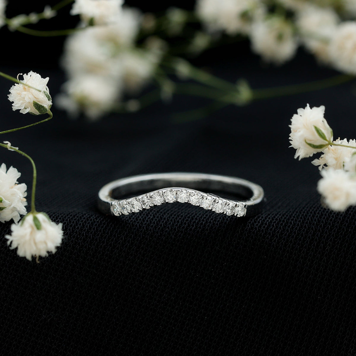 Certified Lab Grown Diamond Curved Stackable Ring Rosec Jewels