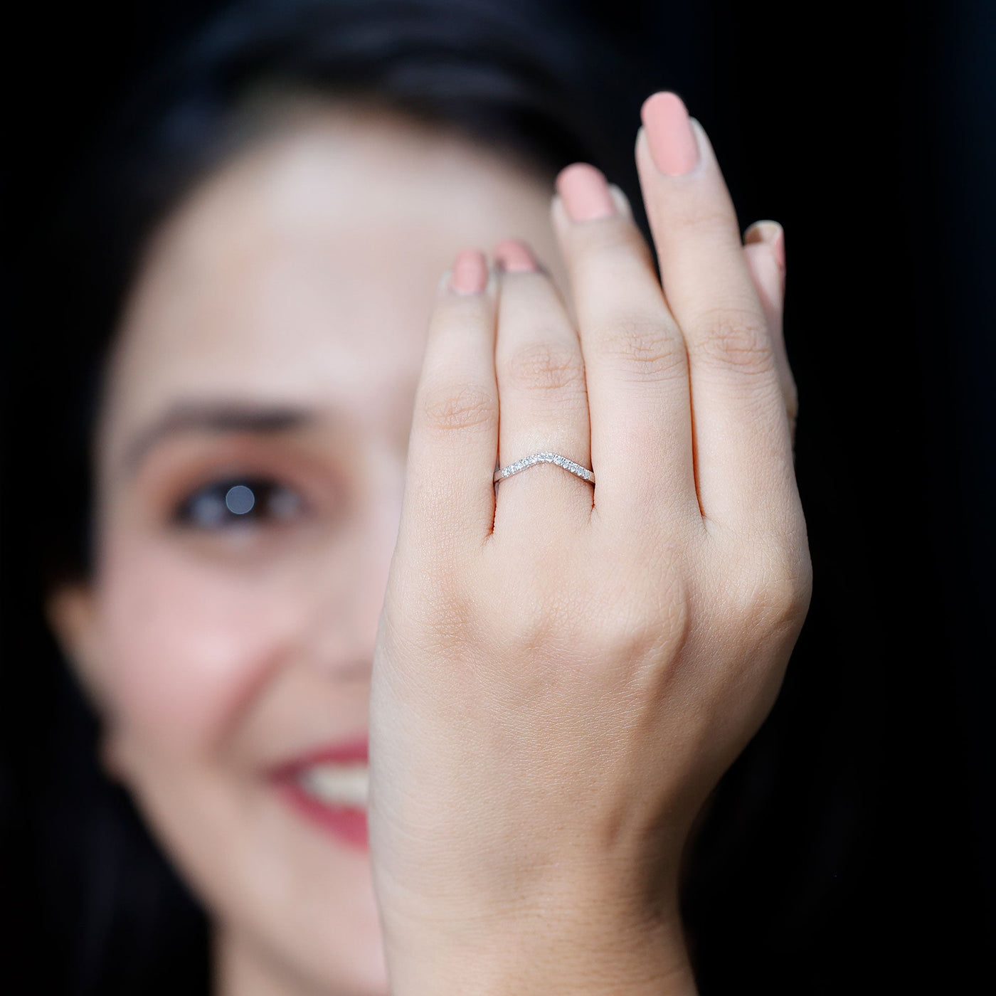 Certified Lab Grown Diamond Curved Stackable Ring Rosec Jewels