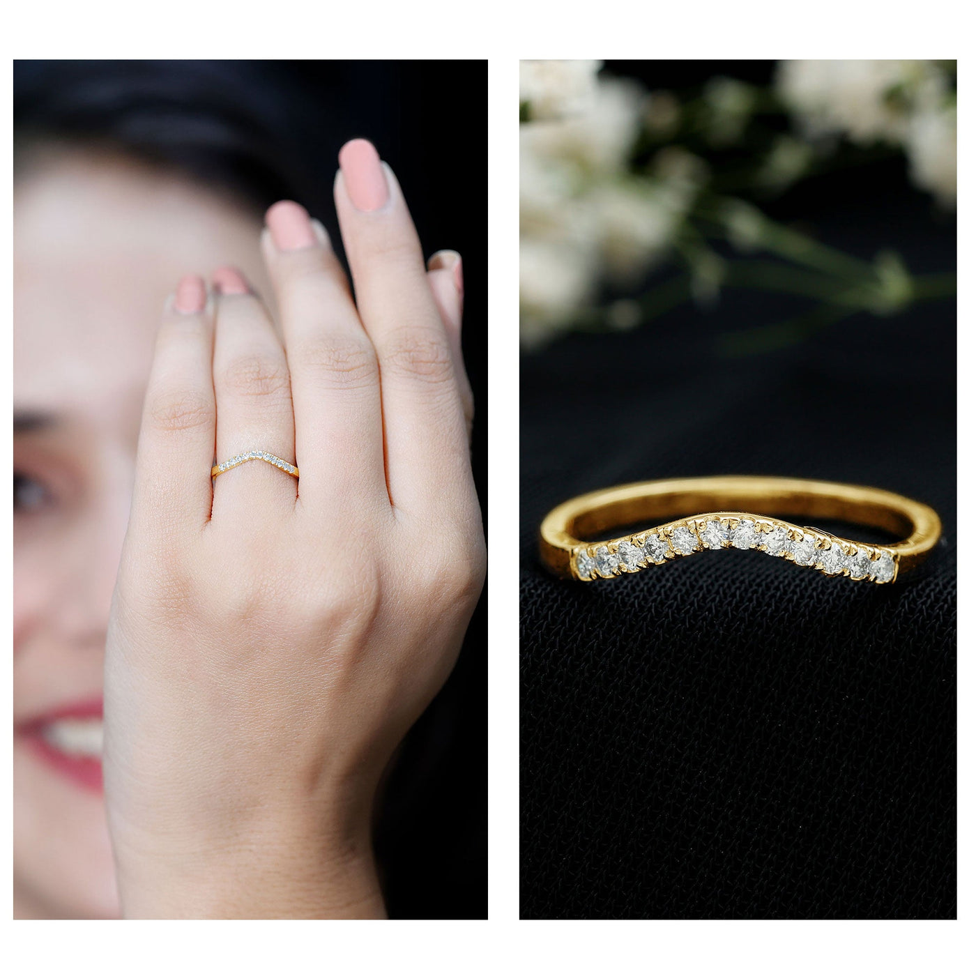 Certified Lab Grown Diamond Curved Stackable Ring Rosec Jewels