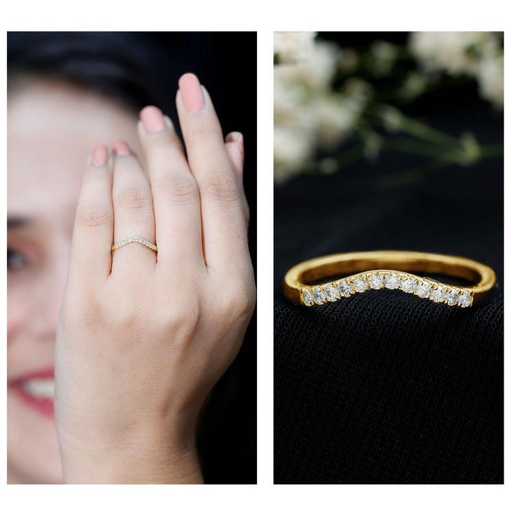 Certified Lab Grown Diamond Curved Stackable Ring Rosec Jewels
