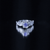 Certified Tanzanite and Diamond Flower Engagement Ring in Silver Rosec Jewels