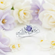 Certified Tanzanite and Diamond Flower Engagement Ring in Silver Rosec Jewels