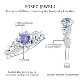 Certified Tanzanite and Diamond Flower Engagement Ring in Silver Rosec Jewels