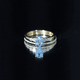 Oval Swiss Blue Topaz Diamond Wedding Ring Set in Silver Rosec Jewels