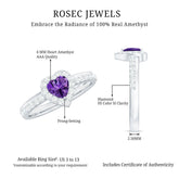 Heart Shape Amethyst and Diamond Halo Engagement Ring Rosec Jewels
