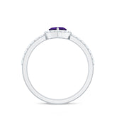 Heart Shape Amethyst and Diamond Halo Engagement Ring Rosec Jewels