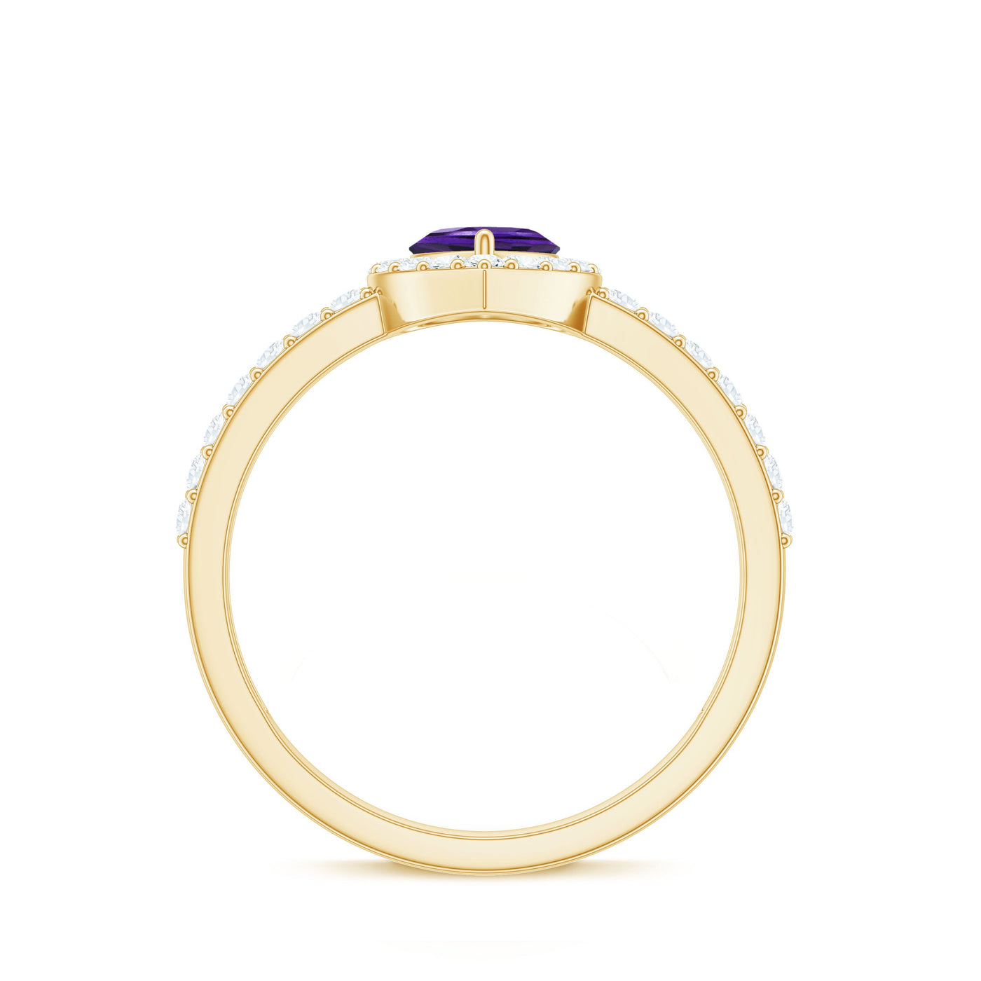 Heart Shape Amethyst and Diamond Halo Engagement Ring Rosec Jewels
