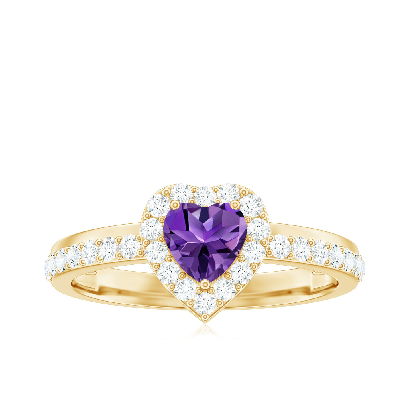 Heart Shape Amethyst and Diamond Halo Engagement Ring Rosec Jewels