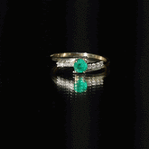 Real Emerald and Diamond Promise Ring with Bypass Shank Rosec Jewels