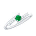 Real Emerald and Diamond Promise Ring with Bypass Shank Rosec Jewels