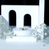Real Emerald and Diamond Promise Ring with Bypass Shank Rosec Jewels
