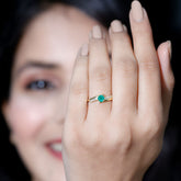 Real Emerald and Diamond Promise Ring with Bypass Shank Rosec Jewels