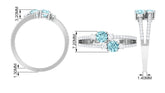Natural Aquamarine Diamond 2 Stone Promise Ring with Split Shank Rosec Jewels