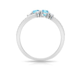 Natural Aquamarine Diamond 2 Stone Promise Ring with Split Shank Rosec Jewels