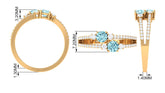 Natural Aquamarine Diamond 2 Stone Promise Ring with Split Shank Rosec Jewels