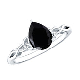 Solitaire Pear Cut Black Onyx Engagement Ring with Celtic Band Rosec Jewels