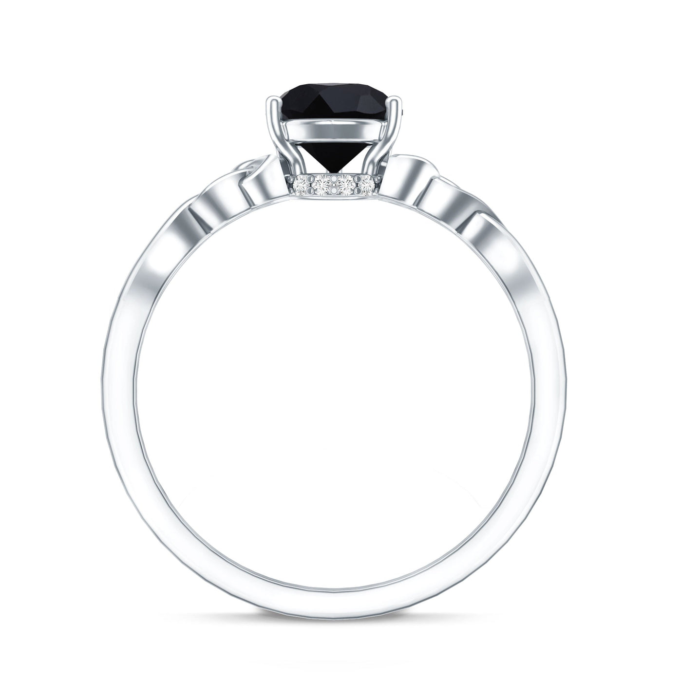 Solitaire Pear Cut Black Onyx Engagement Ring with Celtic Band Rosec Jewels